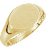 14K Yellow 12x9 mm Oval Signet Ring - 554537887P