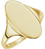 14K Yellow 16.4x8.5 mm Oval Signet Ring - 52036399P