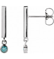 14K White Aquamarine Bar Earrings - 869066007P