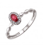 Gems One 10Kt White Gold Diamond (1/12Ctw) & Ruby (1/3 Ctw) Ring - RG87014-1WDR