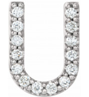 14K White .06 CTW Diamond Single Initial U Earring - 867976105P