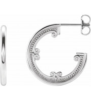 14K White 20 mm Vintage-Inspired Hoop Earrings - 86731600P