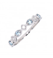 Gems One 14Kt White Gold Diamond (1/20Ctw) & Aquamarine (1/6 Ctw) Ring - FR1272-4WD