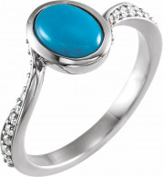 14K White Turquoise & 1/5 CTW Diamond Ring - 72091605P