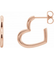 14K Rose Heart Hoop Earrings - 87040602P