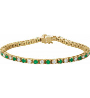 14K Yellow Emerald & 2 1/3 CTW Diamond Line 7 Bracelet - 62078255393P