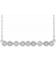 14K White .07 CTW Diamond Milgrain Bar 16-18 Necklace - 86704604P
