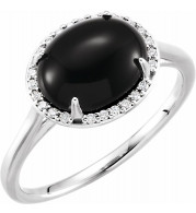 14K White Onyx & .06 CTW Diamond Ring - 7163370009P