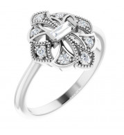 14K White 1/6 CTW Diamond Vintage-Inspired Ring - 124058605P