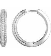 14K White 3/4 CTW Diamond Hoop Earrings - 65293960001P