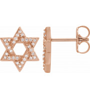 14K Rose 1/8 CTW Diamond Star of David Earrings - 86977602P
