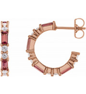 14K Rose Pink Tourmaline & 1/2 CTW Diamond Earrings - 86789663P