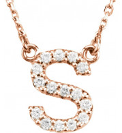 14K Rose Initial S 1/8 CTW Diamond 16 Necklace - 67311170P