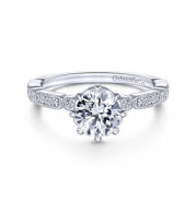 Gabriel & Co. 14k White Gold Victorian Straight Engagement Ring - ER14432R4W44JJ