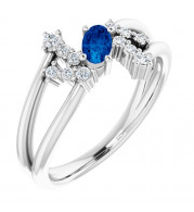 14K White Blue Sapphire & 1/8 CTW Diamond Bypass Ring - 72099611P