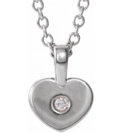 14K White .01 CT Diamond Youth Heart 16 Necklace - 190062610P