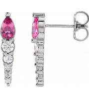 14K White Pink Tourmaline & 1/4 CTW Diamond Earrings - 870256017P