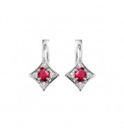 Gems One 14Kt White Gold Diamond (1/12Ctw) & Ruby (1/3 Ctw) Earring - FE4031-4WCR
