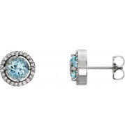 14K White Aquamarine & 1/6 CTW Diamond Earrings - 86069115P