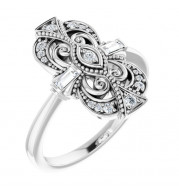 14K White 1/6 CTW Diamond Vintage-Inspired Ring - 124038600P