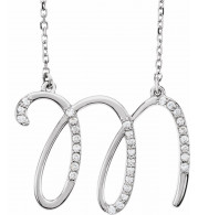 14K White 1/10 CTW Diamond Initial M 16 Necklace - 67399124P