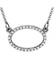 14K White 1/8 CTW Diamond Horizontal Oval 16 Necklace - 85867101P