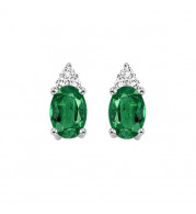 Gems One 10Kt White Gold Diamond (1/20Ctw) & Emerald (5/8 Ctw) Earring - FE4023-1WDE