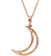 14K Rose 25.7x4.7 mm Crescent Moon 16 Necklace - 85880102P