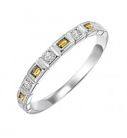 Gems One 10Kt White Gold Diamond (1/10Ctw) & Citrine (1/8 Ctw) Ring - FR1204-1WD