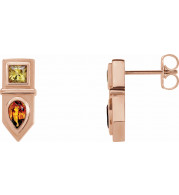 14K Rose Multi-Gemstone Geometric Bar Drop Earrings - 87039608P