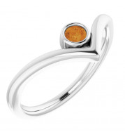 14K White Citrine Solitaire Bezel-Set V Ring - 71994610P