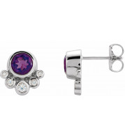 14K White Amethyst & 1/8 CTW Diamond Earrings - 86777610P