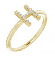 14K Yellow .07 CTW Diamond Initial H Ring - 1238346036P