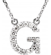 14K White Initial G 1/8 CTW Diamond 16 Necklace - 67311106P