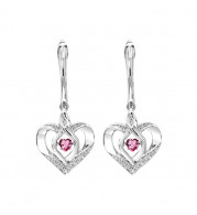 Gems One Silver Diamond (1/50 Ctw) & Createdpink Tourmaline (1/8 Ctw) Earring - ROL2165PT