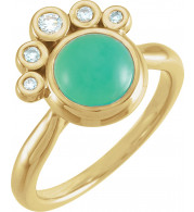 14K Yellow Chrysoprase & 1/8 CTW Diamond Ring - 72052616P