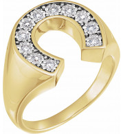 14K Yellow & White 1/4 CTW Diamond Men's Horseshoe Ring - 65162360000P