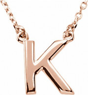 14K Rose Block Initial K 16 Necklace - 8463460010P
