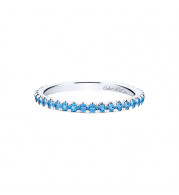 Gabriel & Co. 14k White Gold Blue Sapphire and Blue Topaz Stackable Ring