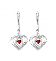 Gems One Silver Diamond (1/50 Ctw) & Created-Garnet (1/8 Ctw) Earring - ROL2165G