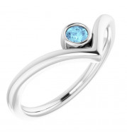 14K White Aquamarine Solitaire Bezel-Set V Ring - 71994607P