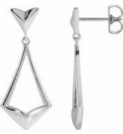 14K White Geometric Dangle Earrings with Backs - 86923600P