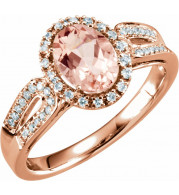 14K Rose Morganite & 1/5 CTW Diamond Ring - 65150860000P