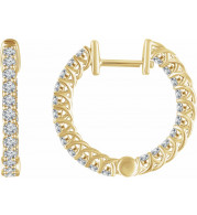 14K Yellow 1 CTW Diamond Inside/Outside 20.1 mm Hoop Earrings - 65285460001P