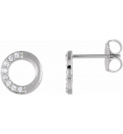 14K White .08 CTW Diamond Circle Earrings - 86760605P