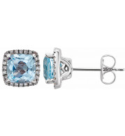 14K White Sky Blue Topaz & 1/8 CTW Diamond Earrings - 65204760001P