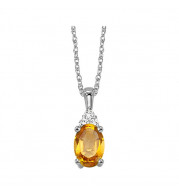 Gems One 10Kt White Gold Diamond (1/50Ctw) & Citrine (1/2 Ctw) Pendant - FP4029-1WDC