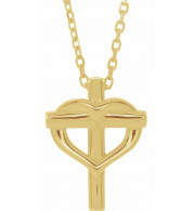 14K Yellow Youth Cross with Heart 15 Necklace - R45399601P