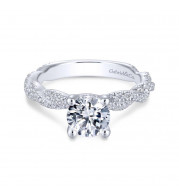 Gabriel & Co. 14k White Gold Contemporary Twisted Engagement Ring - ER13878R4W44JJ
