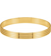 14K Yellow 8 mm Grooved Bangle Bracelet - BRC81102934P